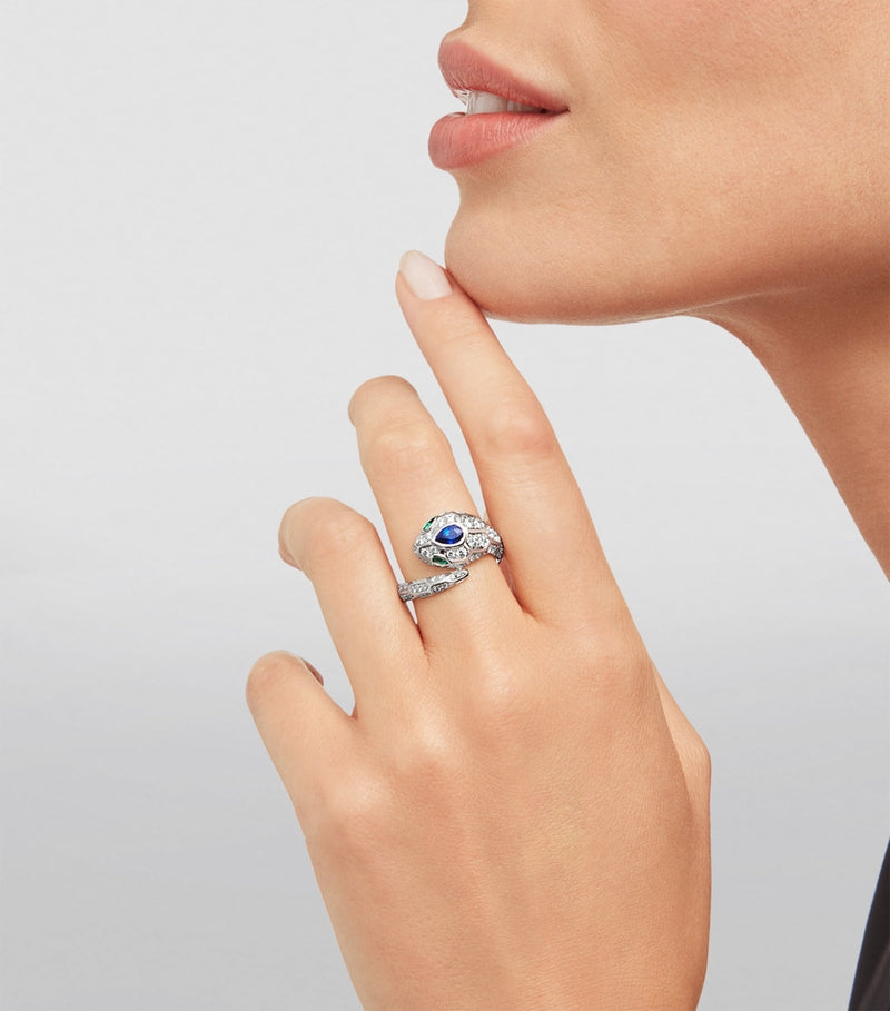Bvlgari white gold diamond Serpenti ring, imported from the UK