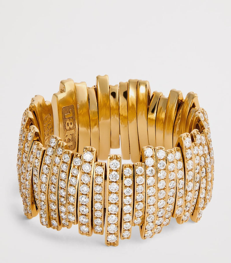 Suzanne Kalan yellow gold full pave deco ring size 7 (British brand)
