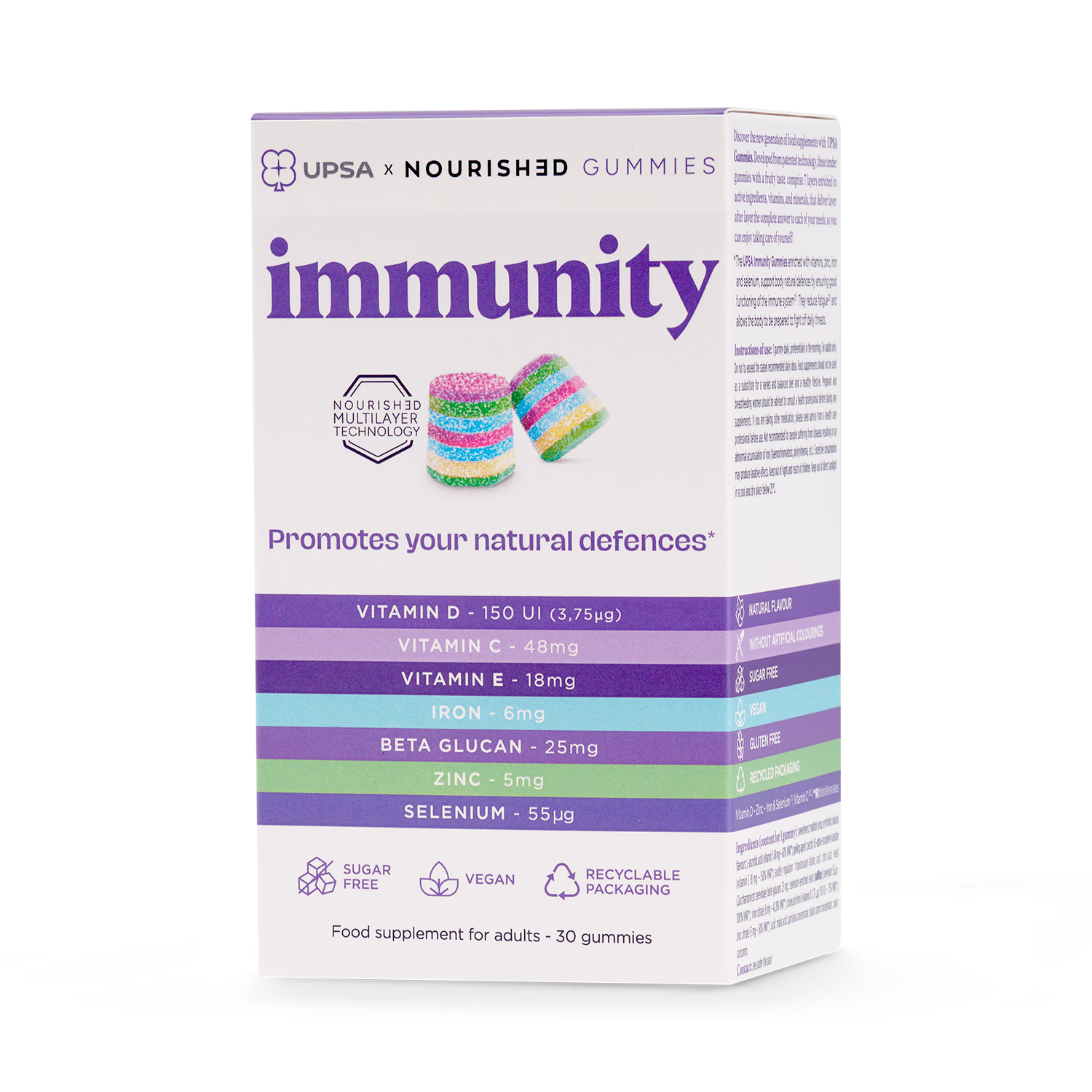 UPSA Nourished 7-in-1 immunity gummies 30 count (British brand)