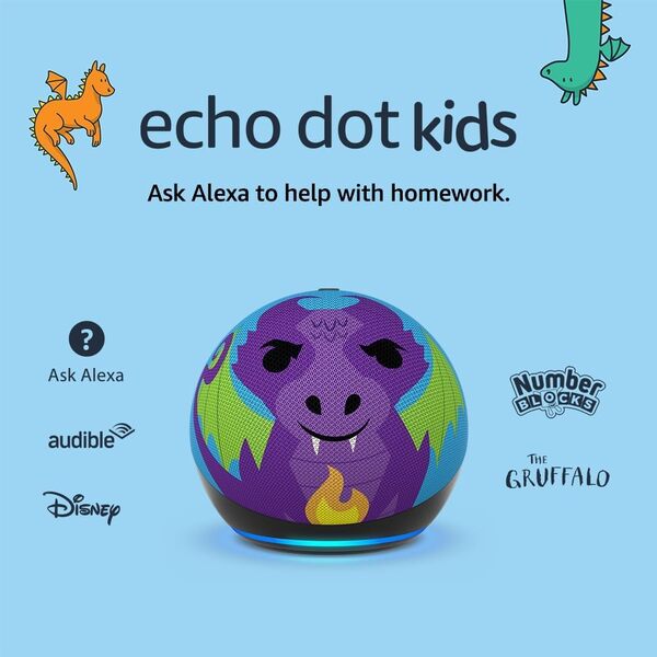 Amazon Echo Dot Kids 5th Gen Dragon smart speaker - British product