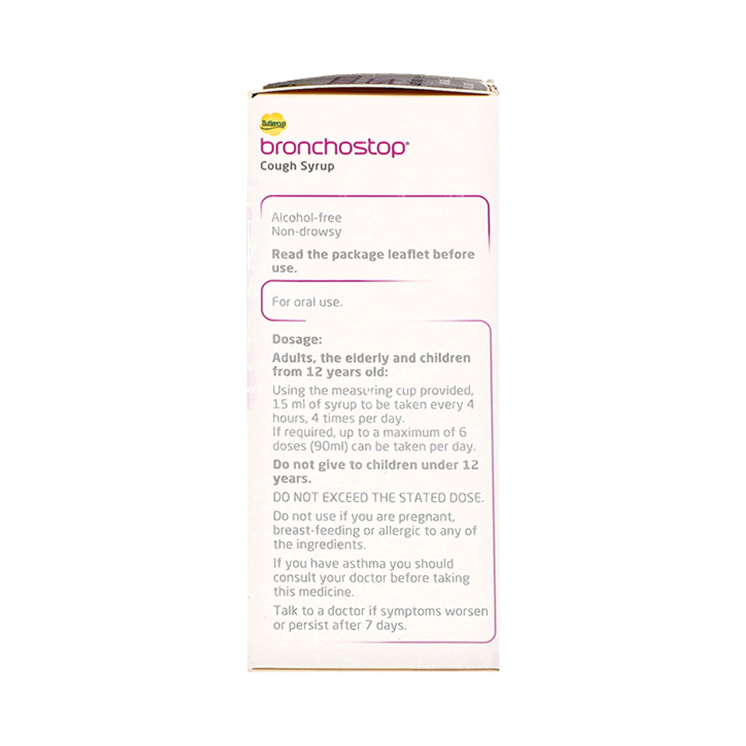 Bronchostop cough syrup raspberry flavour 125ml - British product