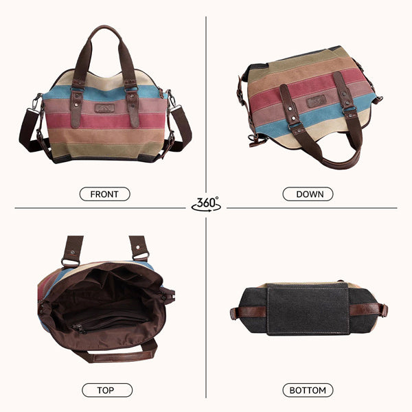 Livingandhome multi-colour splicing canvas tote bag - British product