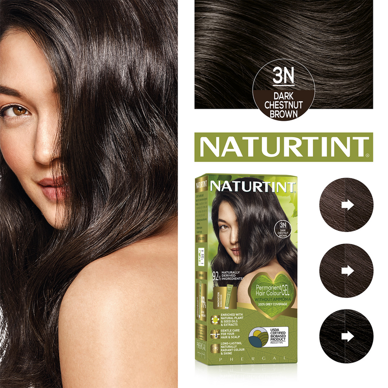 Naturtint permanent hair colour 3N dark chestnut brown, imported from the UK