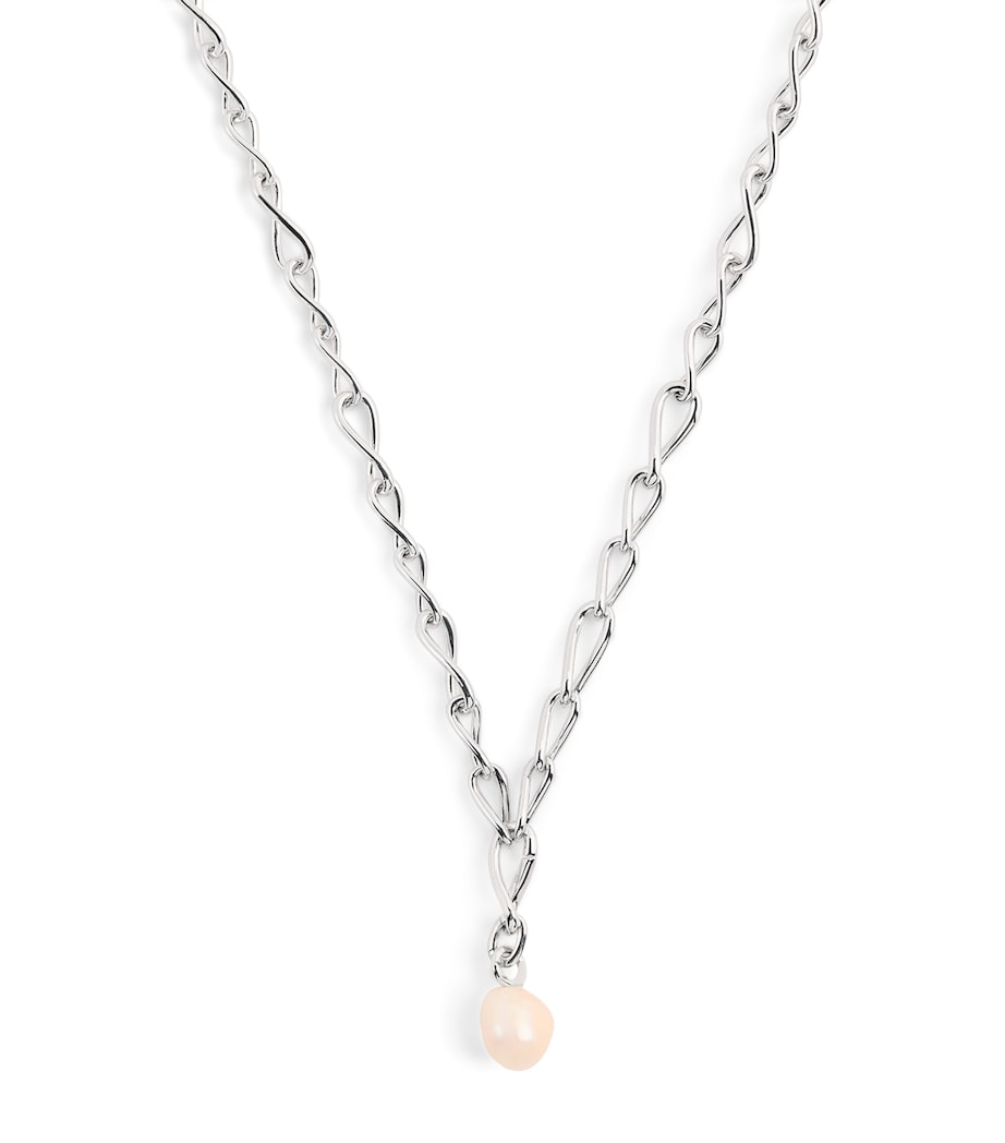 Astrid & Miyu sterling silver lariat pearl charm necklace, UK version