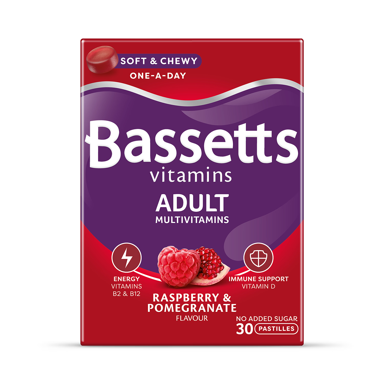 Bassetts adult multivitamins raspberry pomegranate pastilles 30 count (British brand)