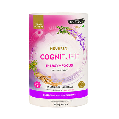 Holland & Barrett Neubria Cognifuel Daily Performance Drink Blueberry & Pomegranate Flavour Energy Drink 30 x 8g Sachets- Buy online at McGrocer