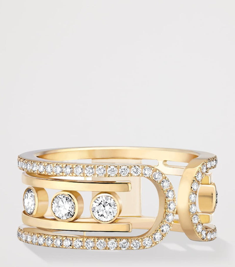 Messika Move 10th Birthday yellow gold diamond ring 0.79ct (British brand)
