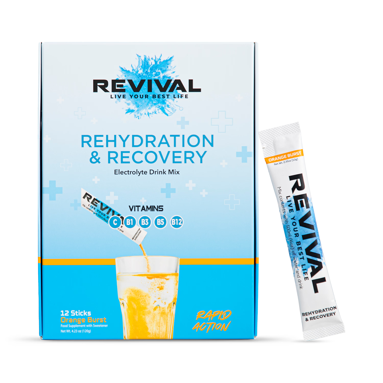 Revival hydration powder Orange Burst 12 pack, imported from the UK