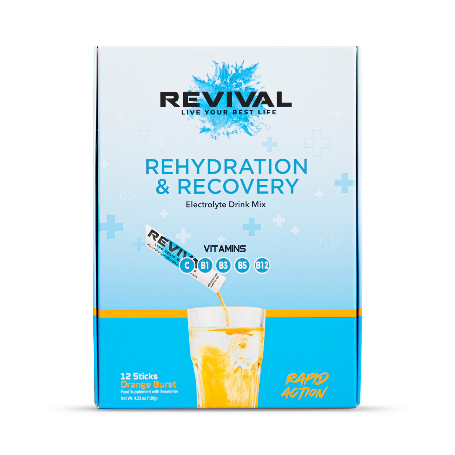 Revival hydration powder Orange Burst 12 pack, imported from the UK