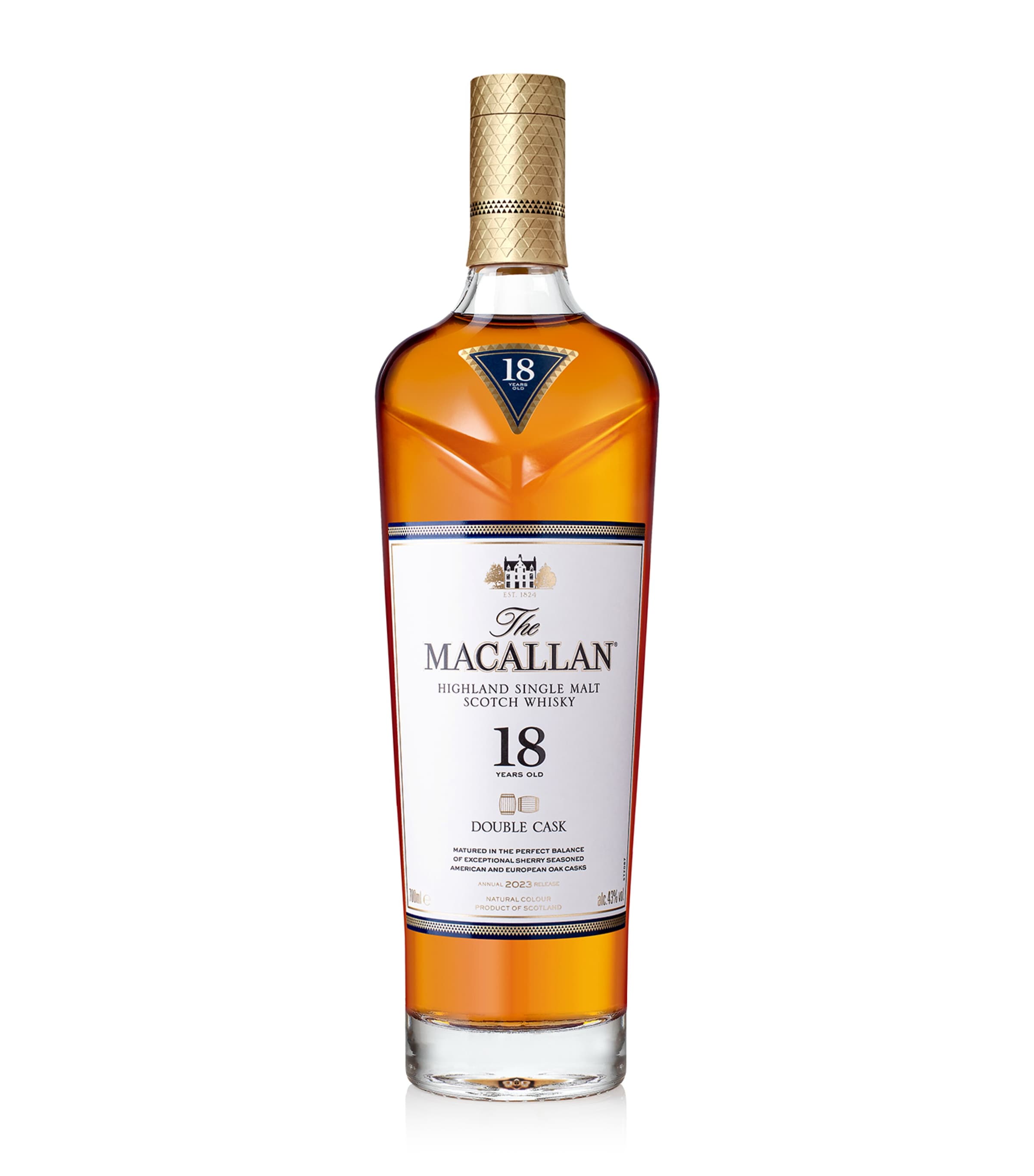 Macallan 18-year-old double cask single malt whisky 70cl (British brand)