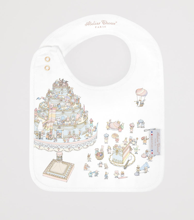 Atelier Choux organic cotton baby bib Le Gâteau, imported from the UK
