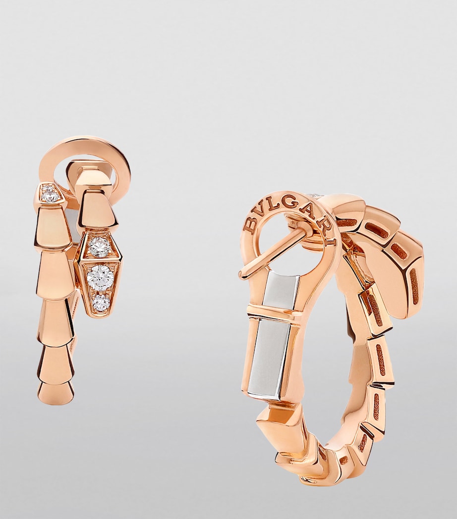 Bvlgari Serpenti Viper hoop earrings rose gold diamonds - British product