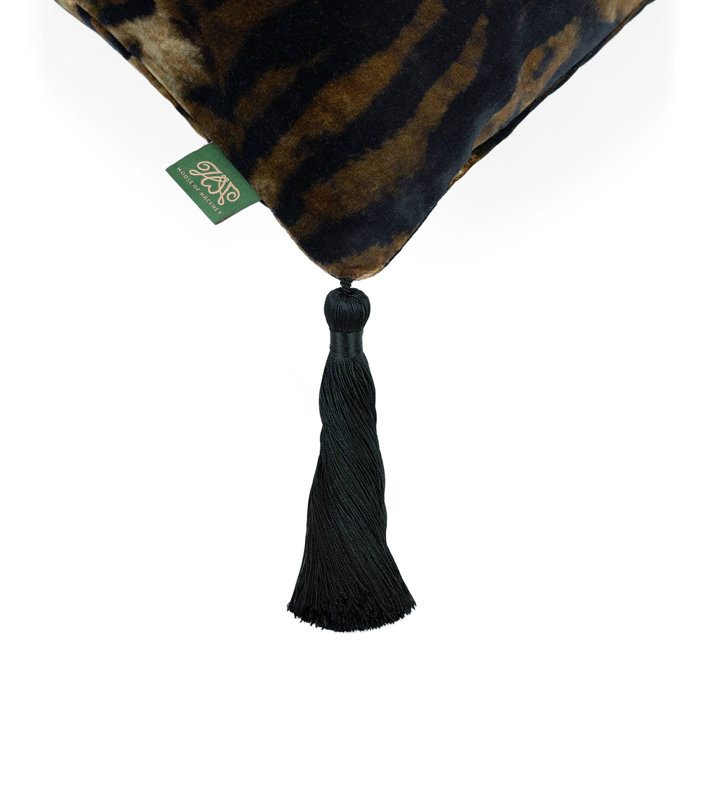 House of Hackney Jacquard Wild Saber Tassel Cushion with leopard print 60cm x 60cm, UK version