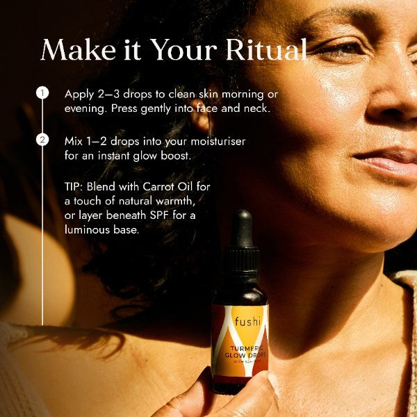 Fushi Turmeric Glow Drops with Saffron face oil 30ml (British brand)