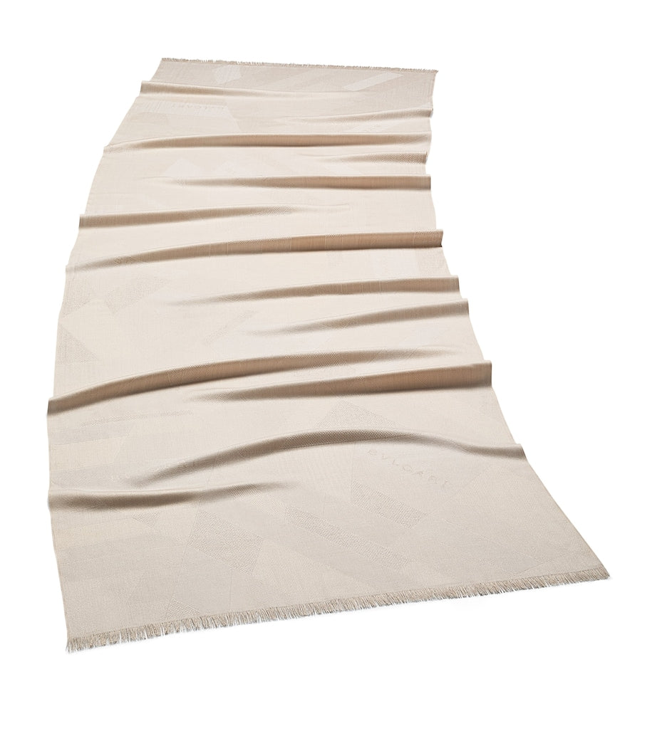 Bvlgari cashmere scarf fringed logo 190x70cm (British brand)