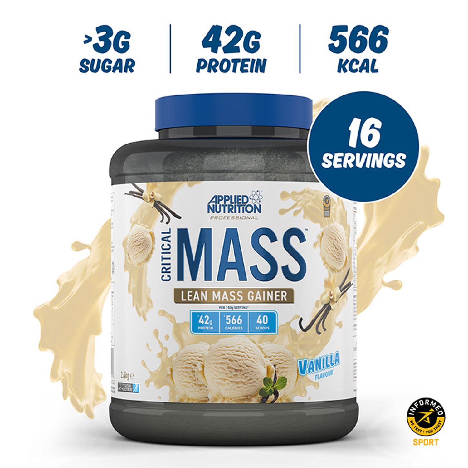 Applied Nutrition Critical Mass Professional Lean Mass Gainer Vanilla 2.4kg (16 Servings)