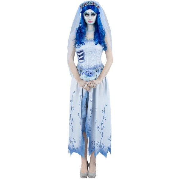 Smiffys Corpse Bride Emily costume dress and headband, imported from the UK