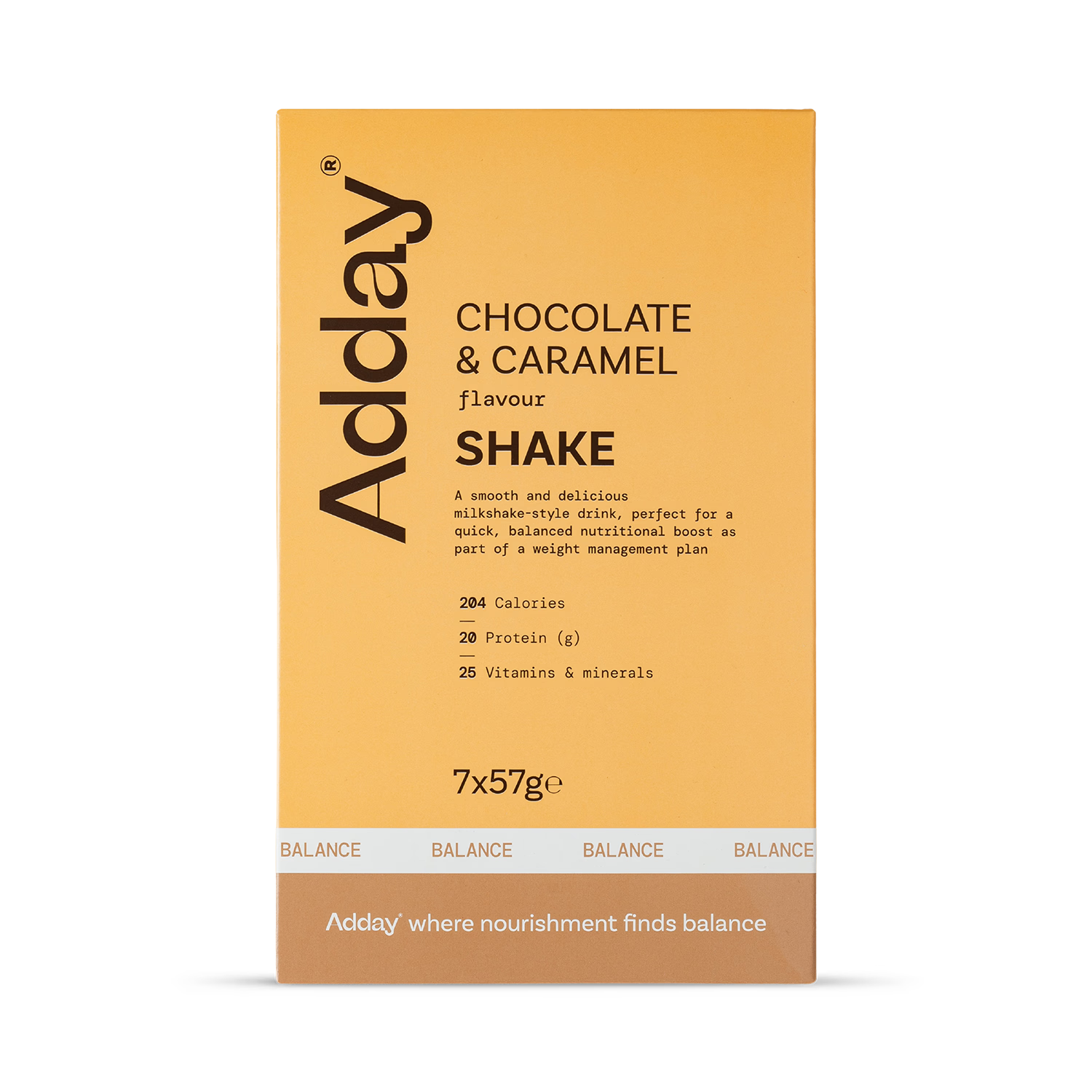 Adday shake Chocolate & Caramel 7 x 57g, UK version