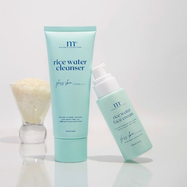Miriam's Collection rice water skincare duo, imported from the UK