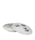 Fornasetti porcelain round box with snake design, 4cm height and 10.5cm diameter - British product