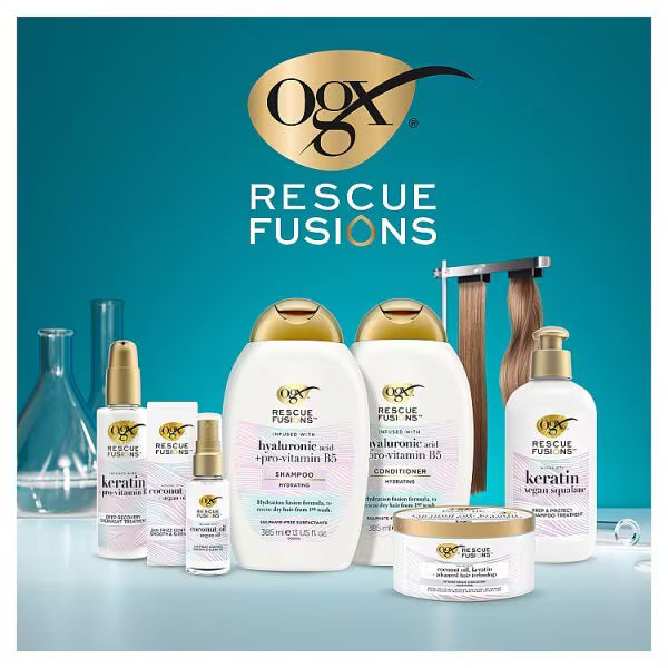 OGX Rescue Fusions Hyaluronic Acid Conditioner 385ml, imported from the UK