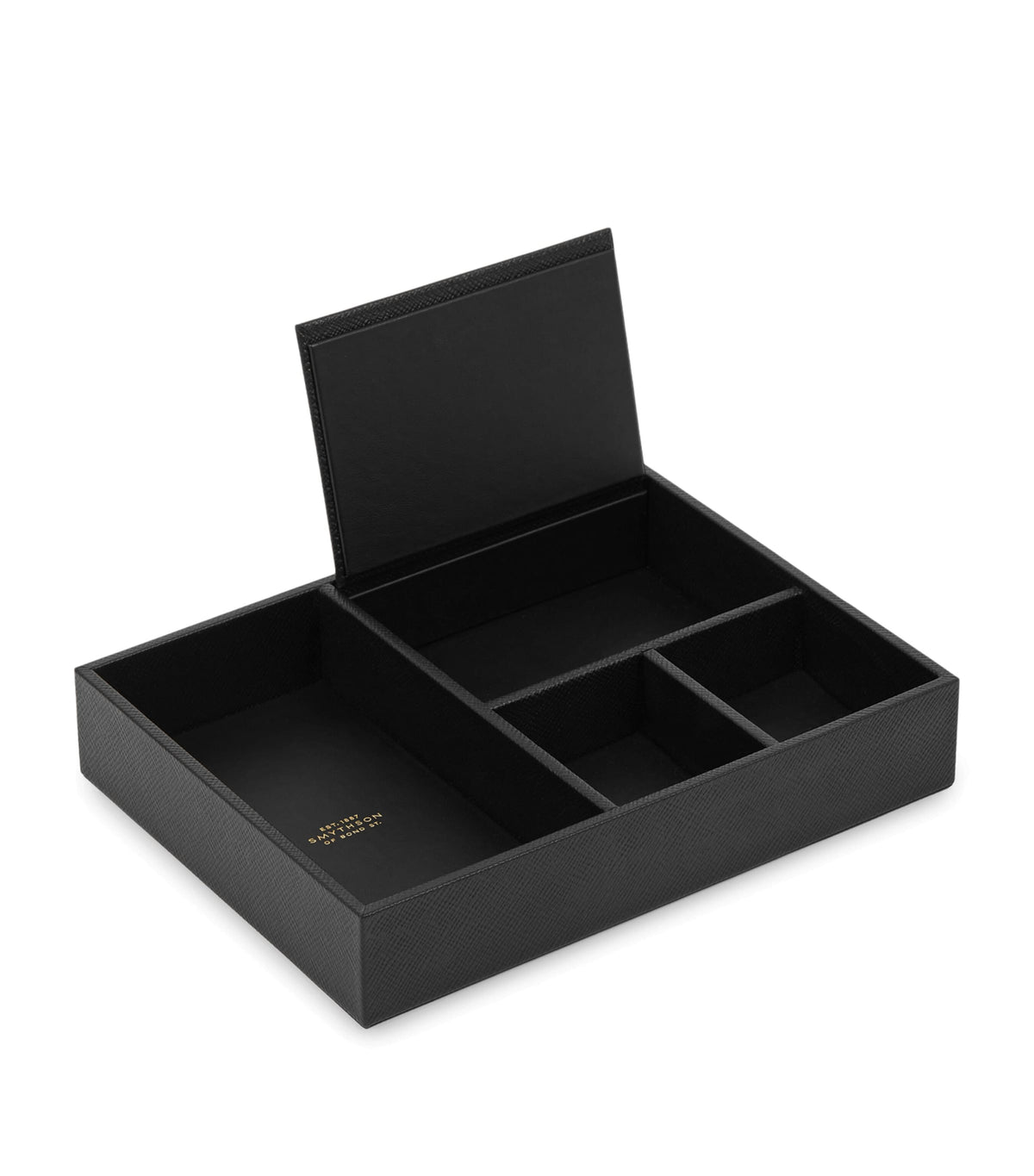 Smythson Panama leather valet tray (British brand)