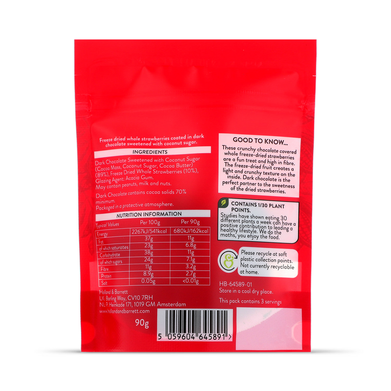 Holland & Barrett Dark Chocolate Strawries 90g, UK version