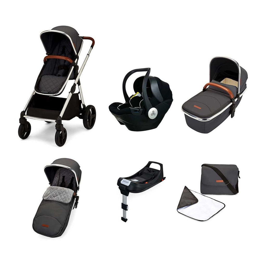 Ickle Bubba Eclipse i-size travel system with mercury car seat and isofix base graphite grey