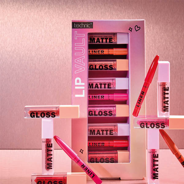 Technic Lip Vault 9-piece lipstick and gloss set - British product