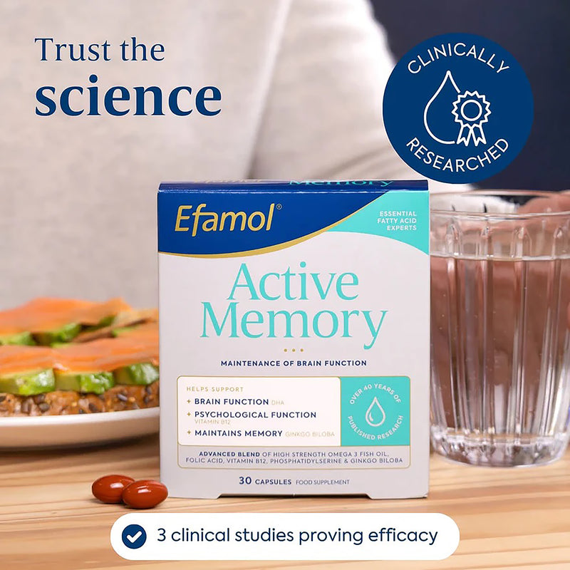 Efamol Active Memory brain supplement 30 capsules, UK version