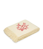 Loretta Caponi virgin wool Red Coral throw 132cm x 159cm (British brand)