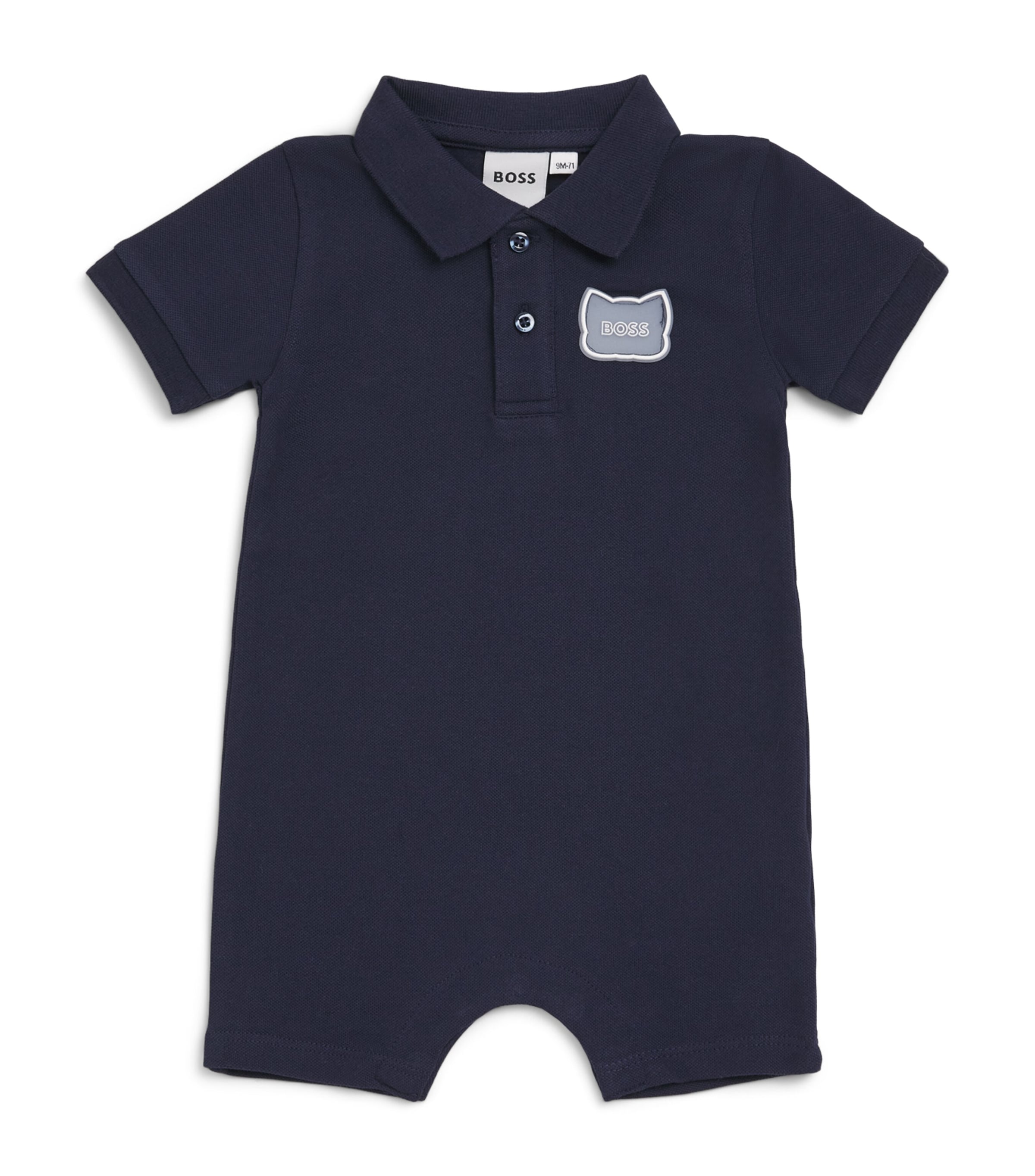 BOSS Kidswear cotton piqué logo playsuit for infants 1-18 months - British product