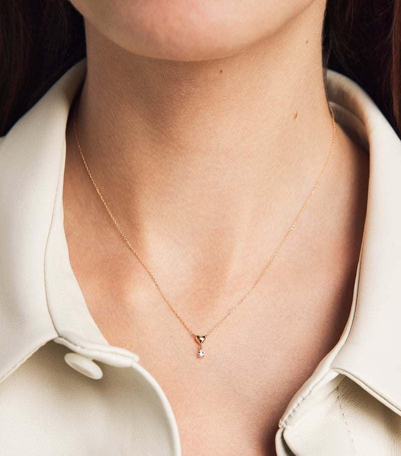 Astrid & Miyu yellow gold topaz heart necklace, UK version