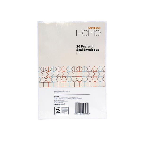 Sainsbury's Home Peel & Seal Envelopes C5 White 20pk GOODS Sainsburys   