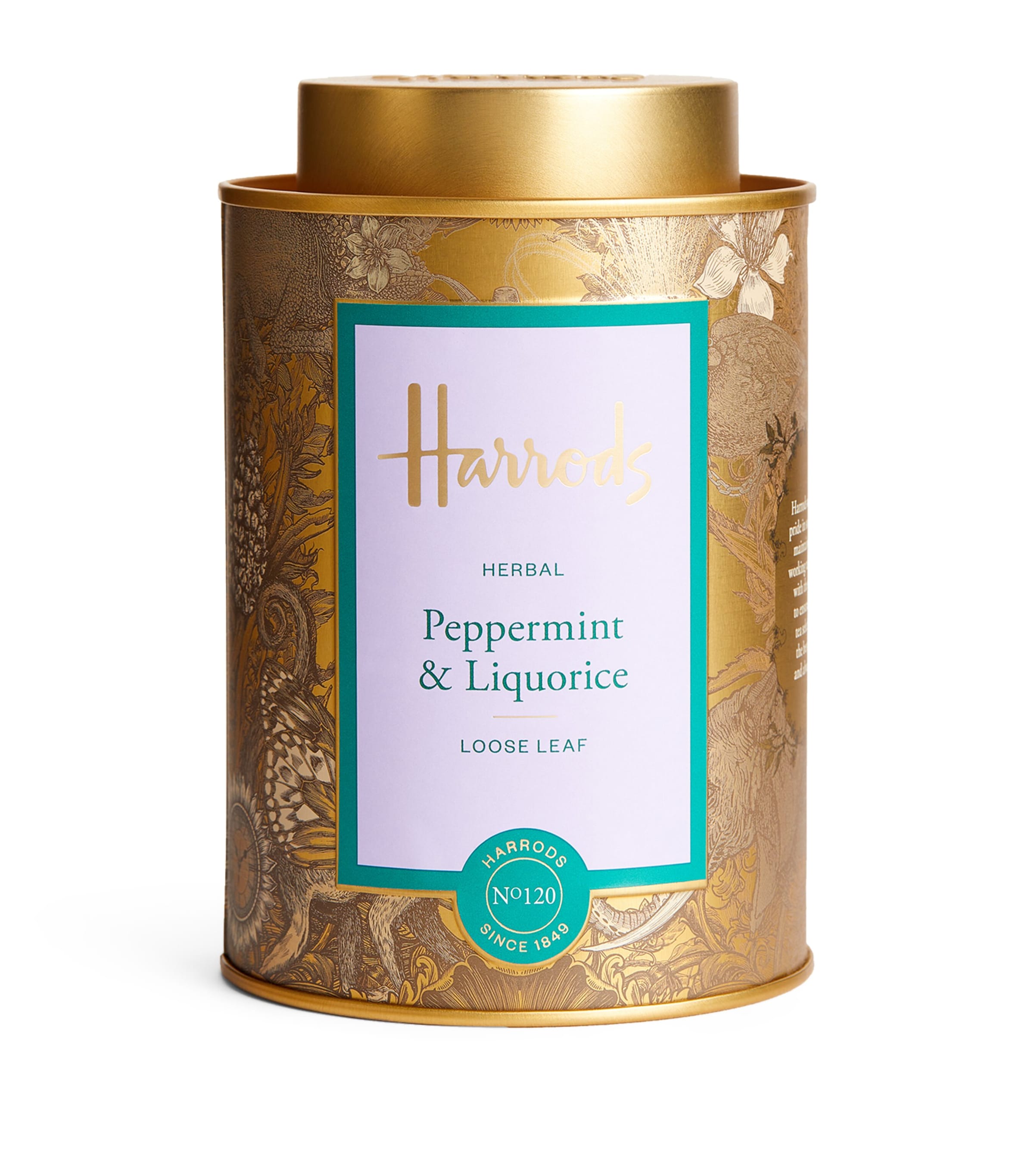 Harrods peppermint and liquorice loose leaf tea 100g, UK version
