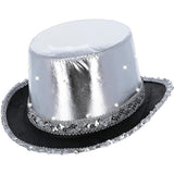 Smiffys LED light up metallic top hat silver - British product