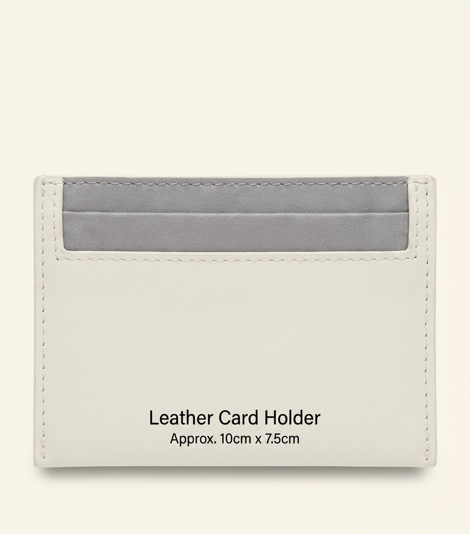 Mulberry grained leather card holder with foil-embossed logo, imported from the UK