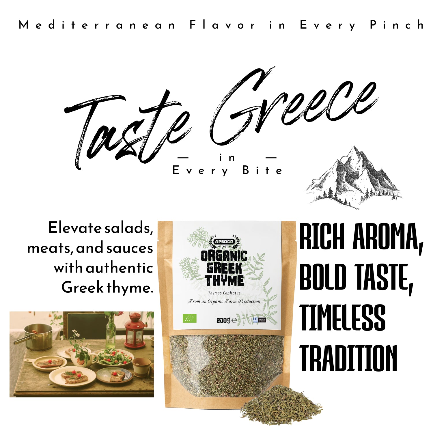 APSOGO organic dried thyme 200g (British brand)