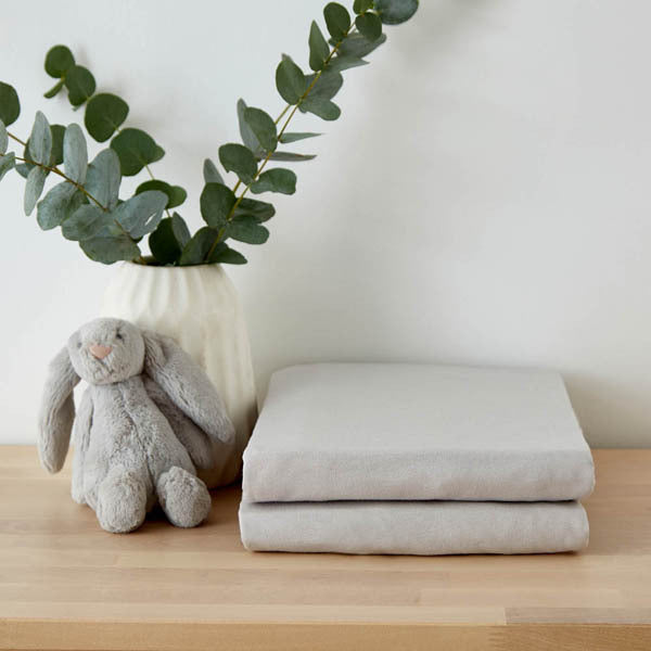 Martex Baby Twin Pack Fitted Sheet Cotbed Grey