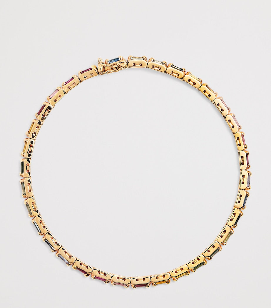 Suzanne Kalan rose gold rainbow sapphire tennis bracelet (British brand)