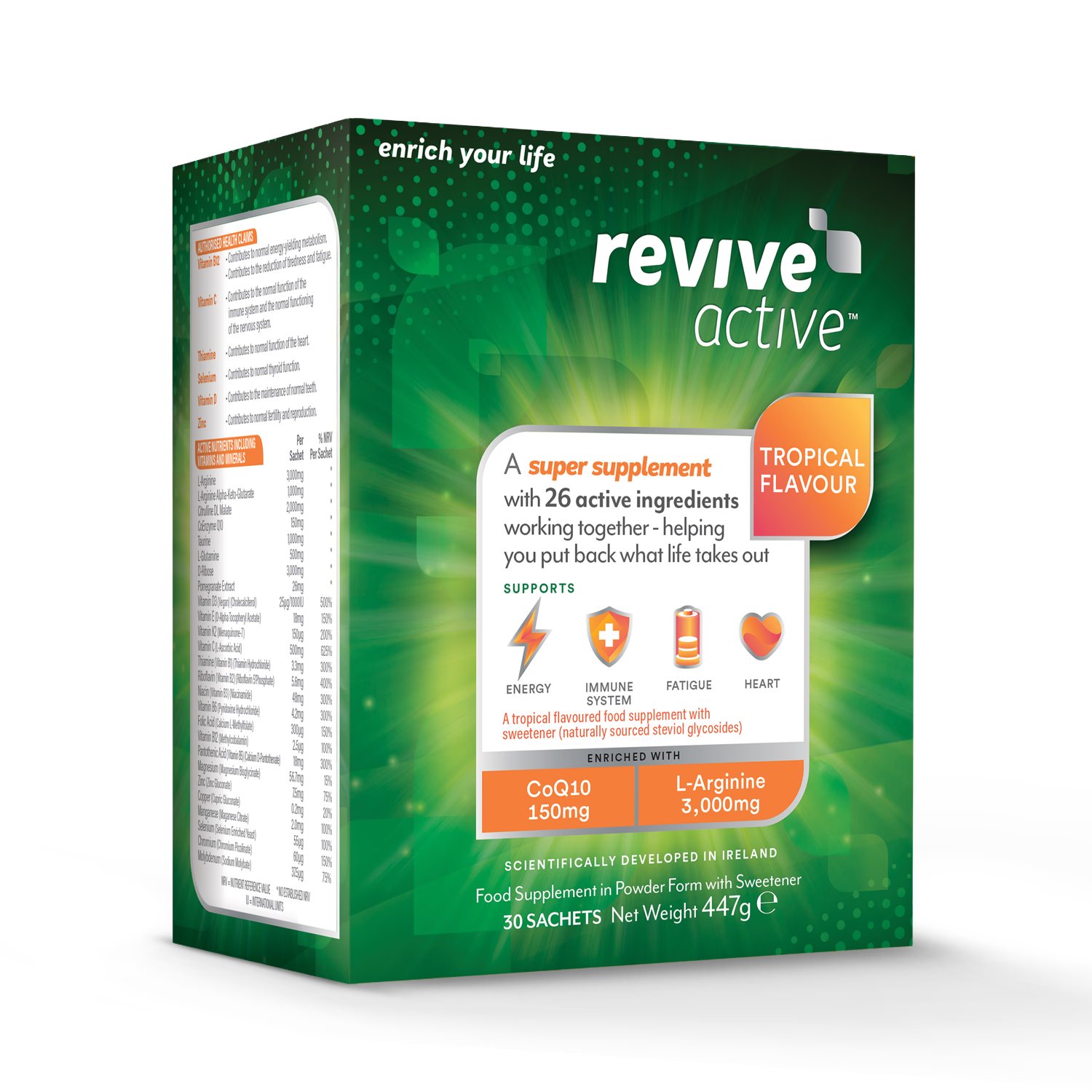 Revive Active super supplement Tropical 30 sachets, imported from the UK