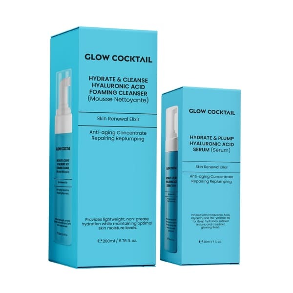 Glow Hydrate foaming cleanser and plumping serum set - British product