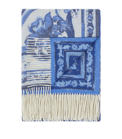 Harrods Cashmere Throw with Traditional Tile Jacquard Design 140cm x 180cm- Buy online at McGrocer
