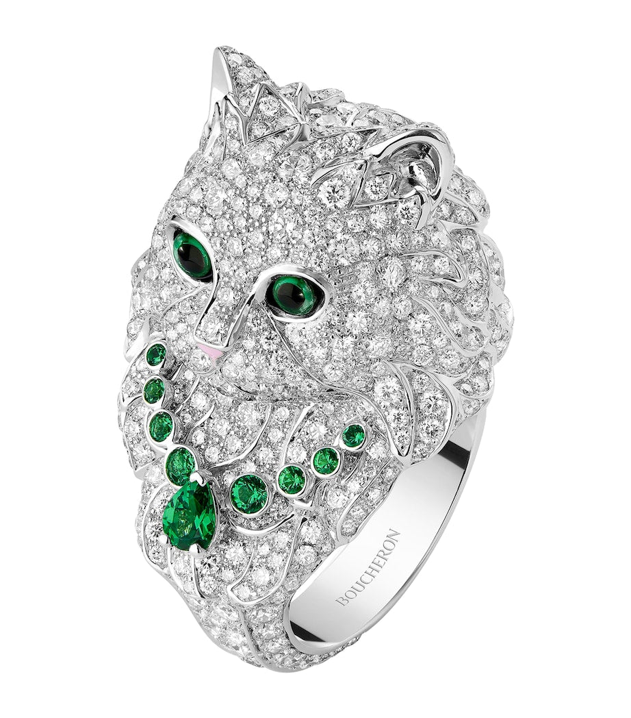 Boucheron white gold diamond cat ring (British brand)