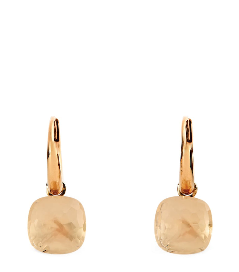 Pomellato rose gold and topaz Petit Nudo drop earrings (British brand)