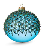 Glass-Blown Hand-Painted Christmas Bauble with Lace Trims