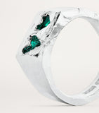 The Ouze sterling silver signet ring with emerald, UK version