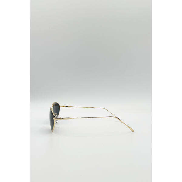 SVNX cat eye sunglasses in black with gold frame, UK version