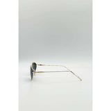 SVNX cat eye sunglasses in black with gold frame, UK version