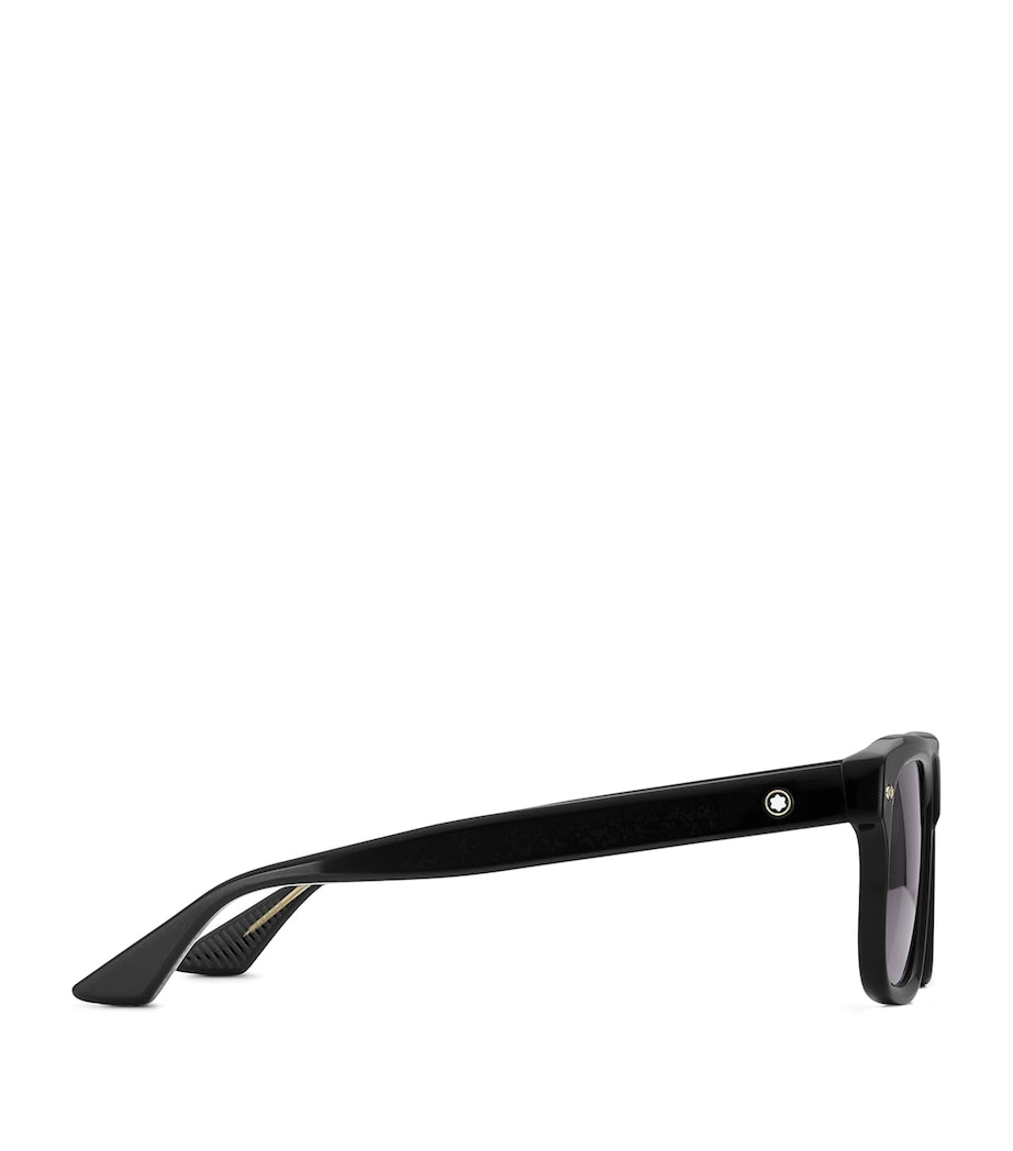 Montblanc rectangular sunglasses black acetate frames grey lenses, UK version